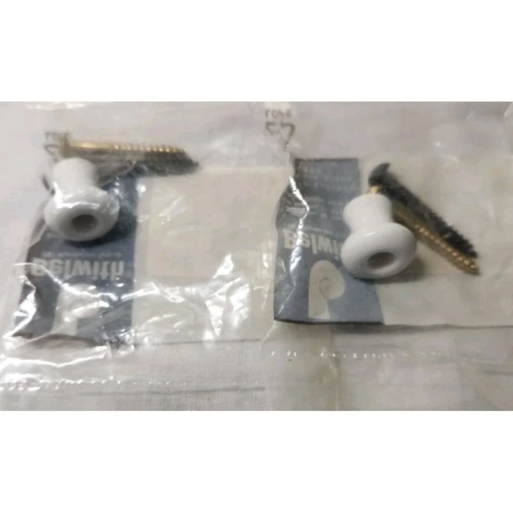 Lot Of 2 Mid-century Round‎ Polished Ceramic White Cabinet or Drawer Pull/Knob